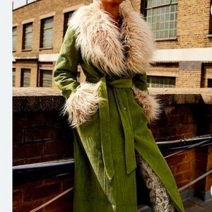 Urban outfitters Tasha faux fur corduroy longline coat
